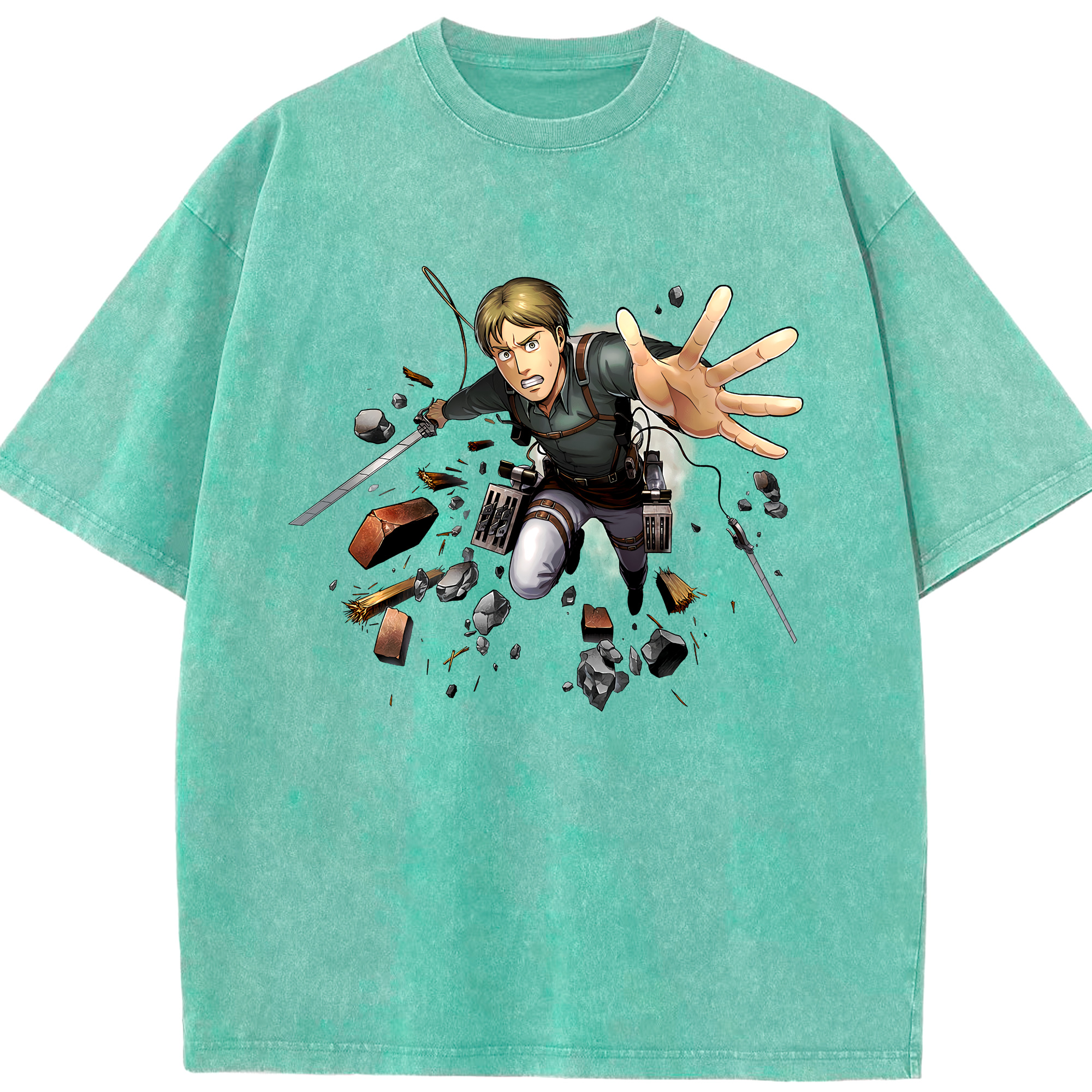 （画像用） 進撃の巨人 Attack on Titan 綿100% ヴィンテージ風 半袖Tシャツ（フロントプリント）